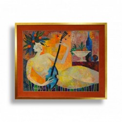 13.Jan Bonawentura Ostrowski_Kobieta z mandoliną (bt)_81x100cm obraz_101x120cm rama_olej