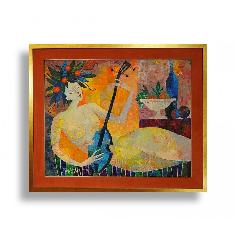 13.Jan Bonawentura Ostrowski_Kobieta z mandoliną (bt)_81x100cm obraz_101x120cm rama_olej