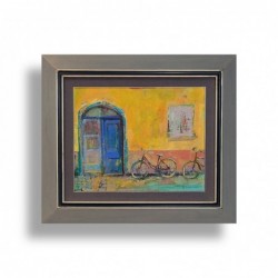 Barbara_Lawenda_Niebieska_brama_z_rowerkami_40x50cm_obraz_64x74cm_rama_akrylpotno.jpg